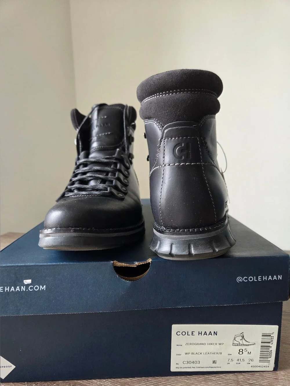 Cole Haan Black Leather Mountain-Style Boots